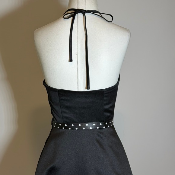 Gunne Sax Jessica McClintock Black Halter Dress Polka Dot Size 3 VTG Rockabilly - Picture 9 of 12